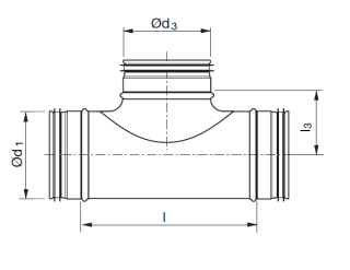 T-Stück mit Dichtung 90° Grad 355 / 250